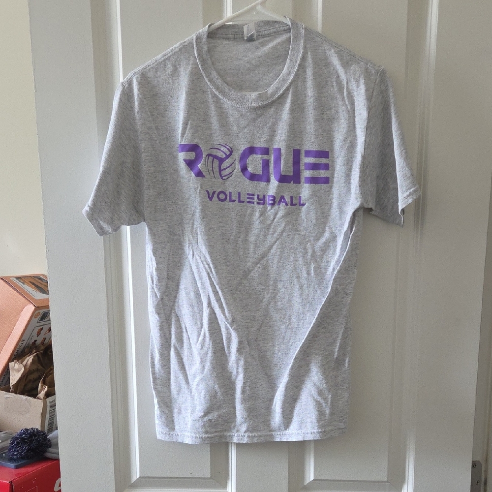 Rogue Gray Volleyball Tee with Purple Logo